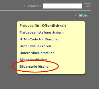 Screenshot Löschfunktion