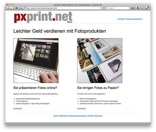 Screenshot pxprint.net