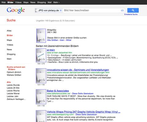 Trefferliste Google Bildersuche