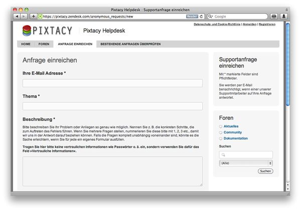 Supportticket schreiben